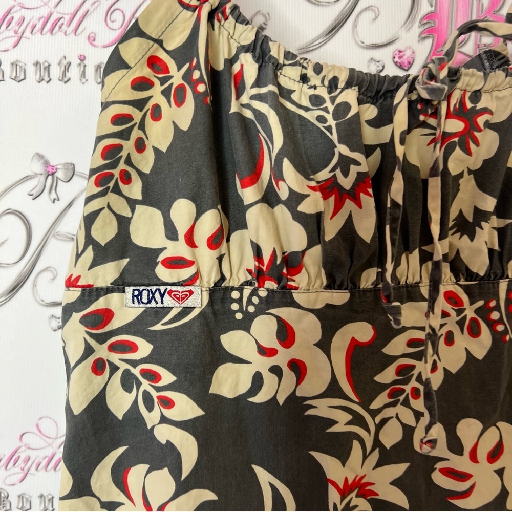Roxy dress flowers tropical vintage hawaiin printed milkmaid Floral Print - Picture 2 of 5